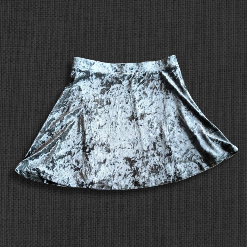 Forever 21 Shimmering Silver Skater Skirt